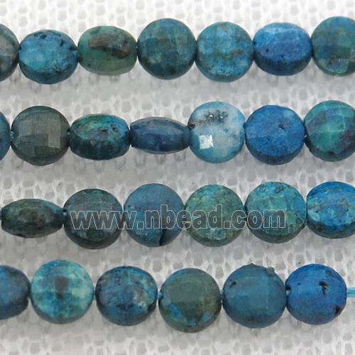 Chrysocolla Beads, faceted circle