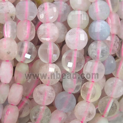 Morganite Beads, faceted coin