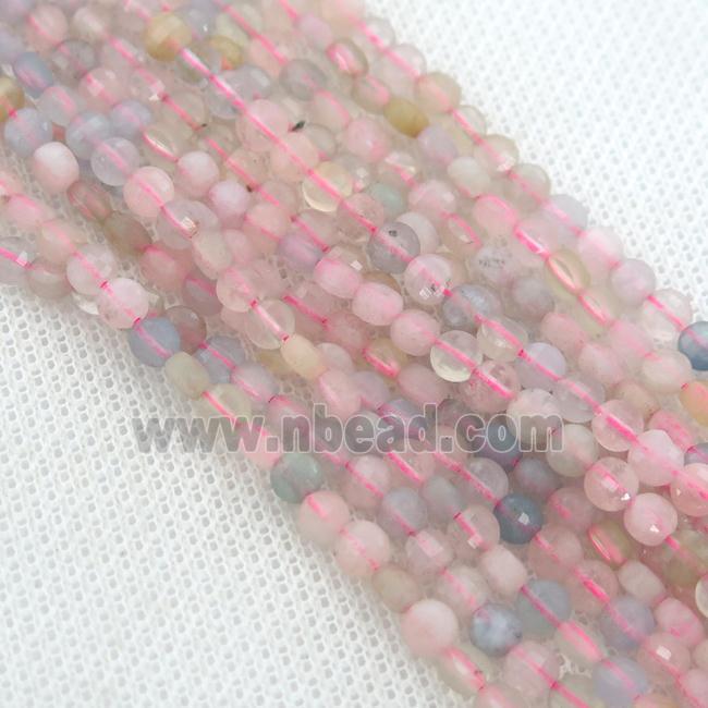 Morganite Beads, faceted coin