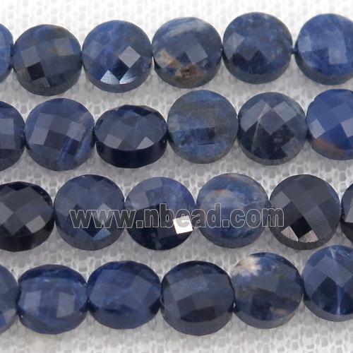 blue Sodalite Beads, faceted saucer