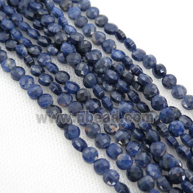 blue Sodalite Beads, faceted saucer