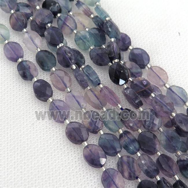 multicolor Fluorite Beads, faceted oval