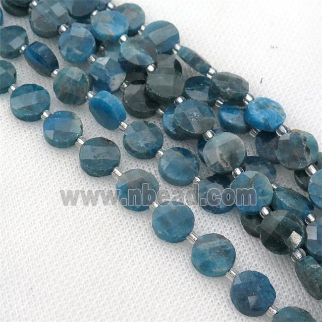 blue Apatite Beads, faceted circle