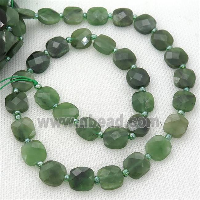 green Canadian Chrysoprase Beads, faceted square