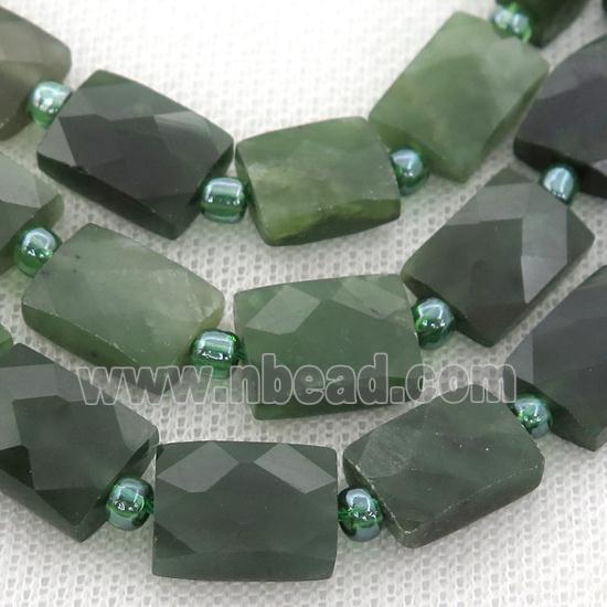 green Canadian Chrysoprase Beads, faceted rectangle