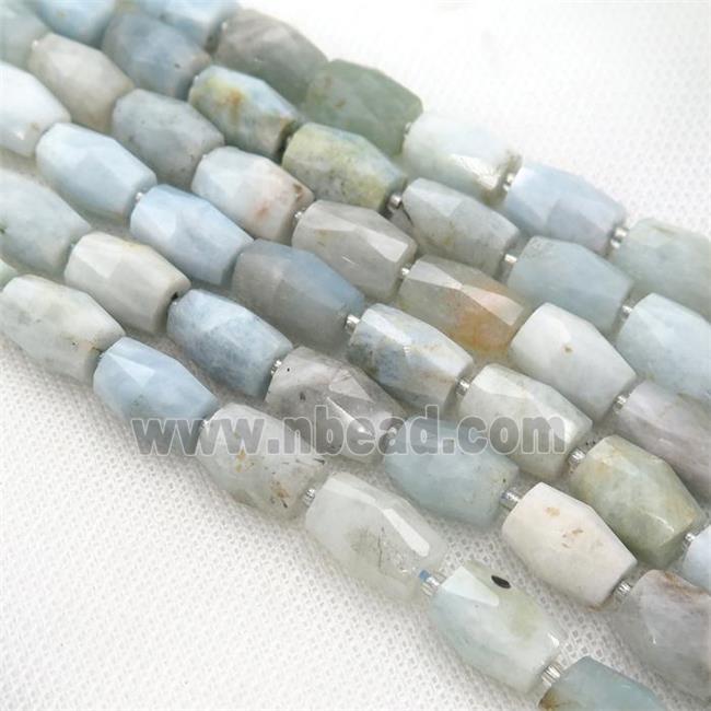 Aquamarine Beads, faceted barrel