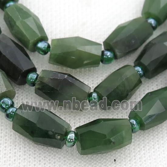 green Canadian Chrysoprase Beads, faceted barrel