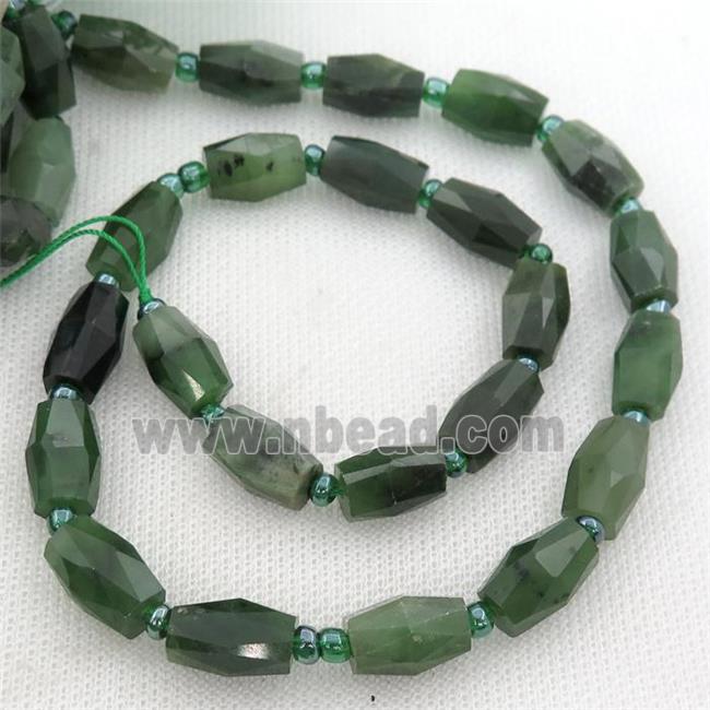 green Canadian Chrysoprase Beads, faceted barrel