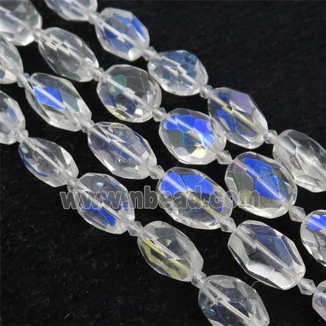 Clear Quartz Beads, faceted barrel, electroplated
