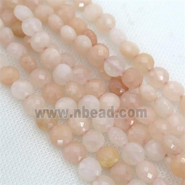 pink Aventurine Beads, faceted coin
