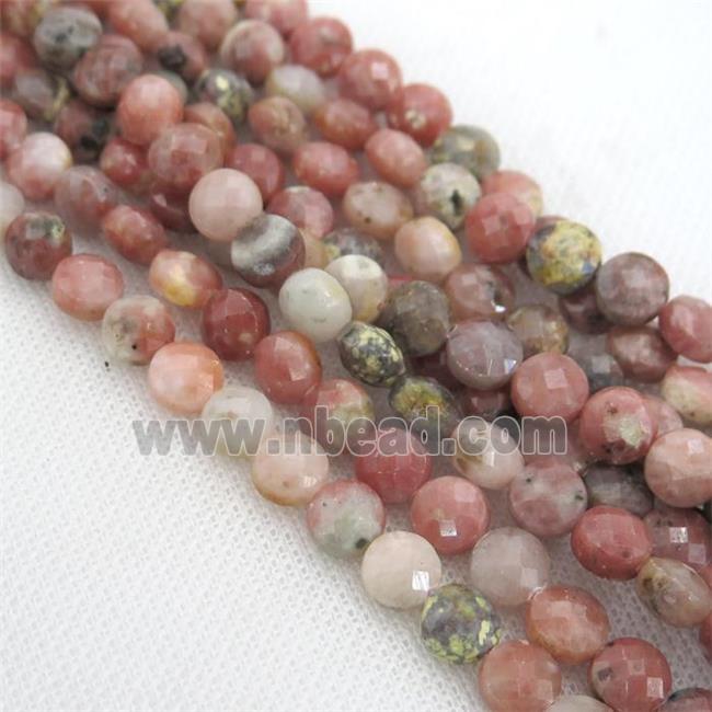 pink plum blossom Jasper beads, faceted circle