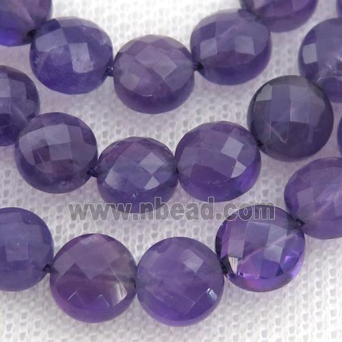 purple Amethyst Beads, faceted coin