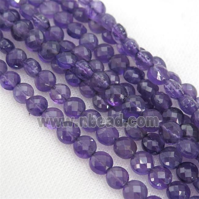 purple Amethyst Beads, faceted coin