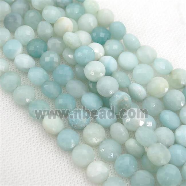 blue Amazonite Beads, faceted circle