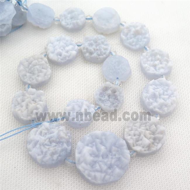 blue lace agate druzy beads, circle