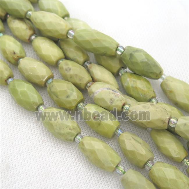 olive Mongolian Turquoise beads, faceted barrel