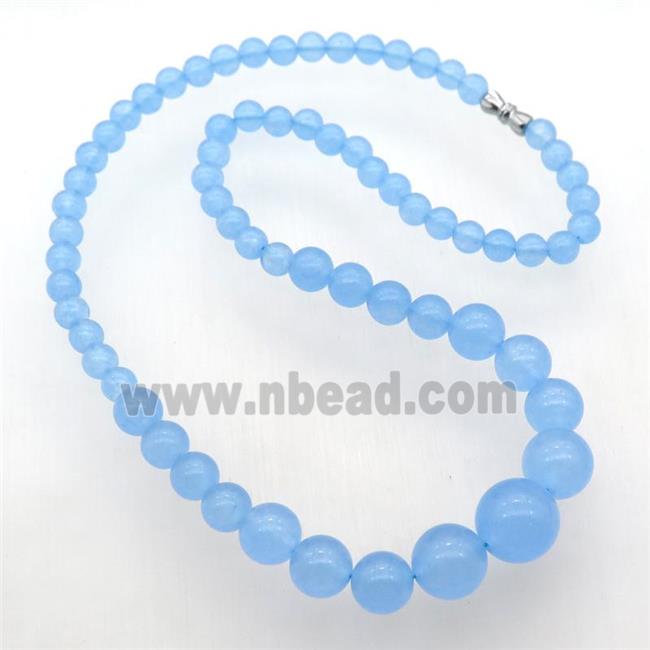 lt.blue Malaysia Jade Necklaces with screw clasp