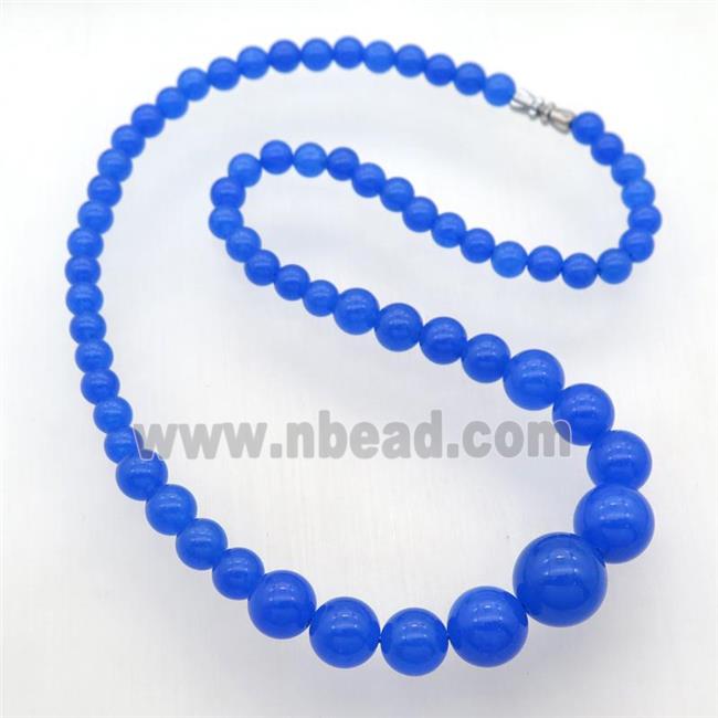 royal blue Malaysia Jade Necklaces with screw clasp