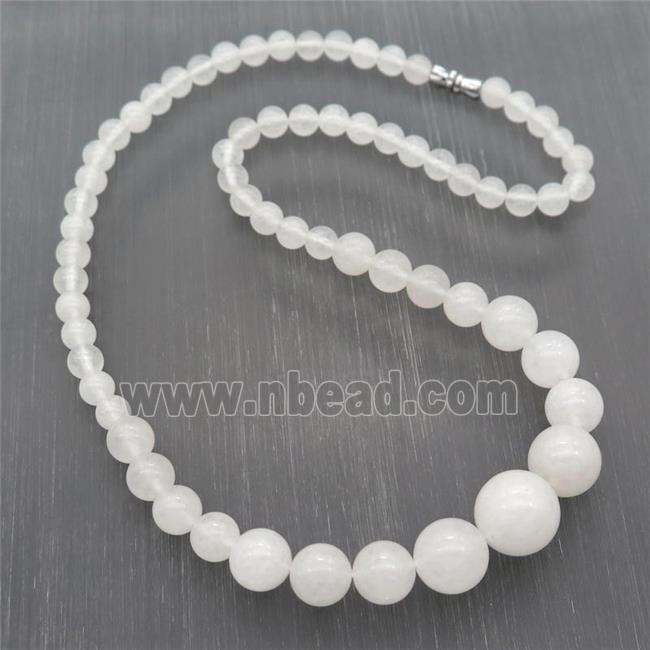white Malaysia Jade Necklaces with screw clasp