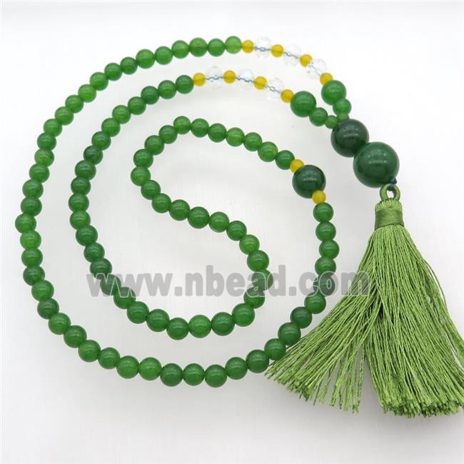 green Malaysia Jade Necklaces with tassel