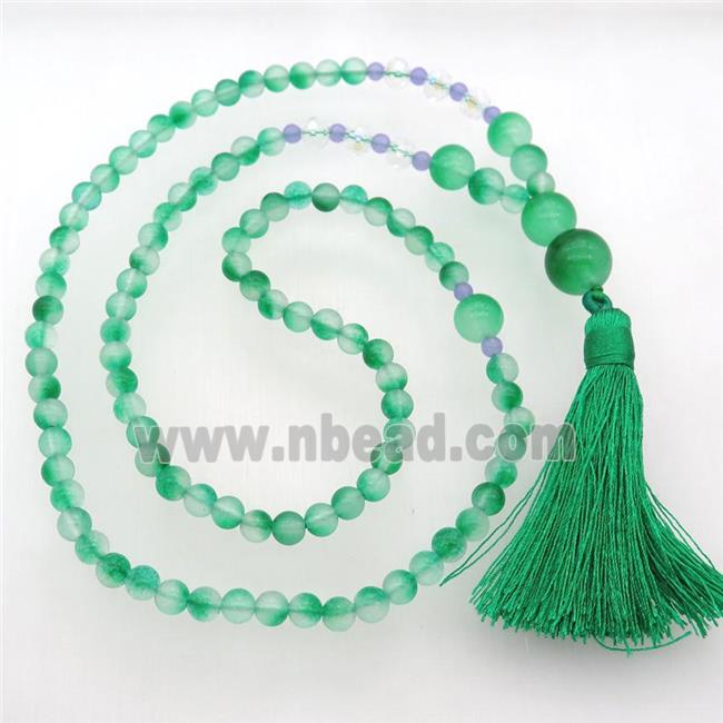 green Malaysia Jade Necklaces with tassel