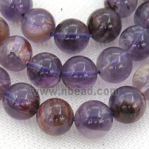 Natural Purple Phantom Quartz Beads Cacoxenite Smooth Round