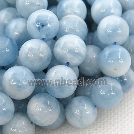 blue Aquamarine Beads, round