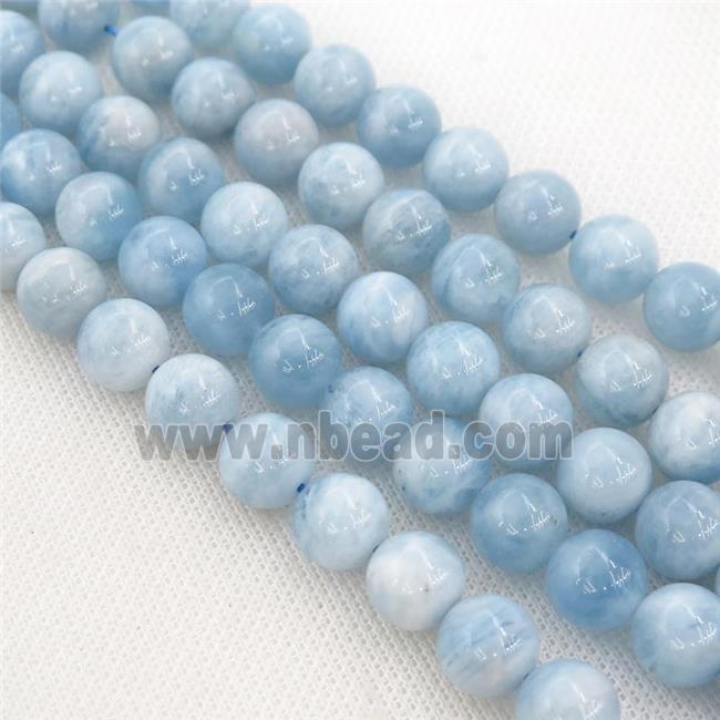 blue Aquamarine Beads, round