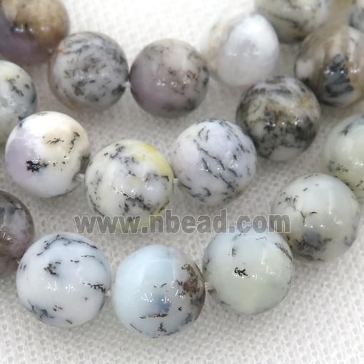 white Moss Opal Beads, round, B-grade
