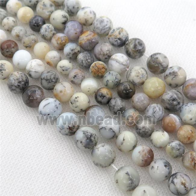 white Moss Opal Beads, round, B-grade