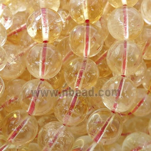 natural Citrine Beads, round, lt.yellow