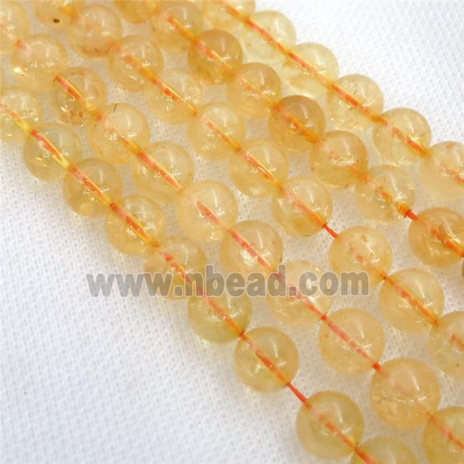 round Citrine Beads, yellow treated