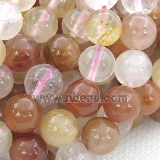 Hematoid Quartz beads, round, multicolor