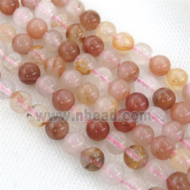 Hematoid Quartz beads, round, multicolor