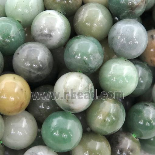 green Burmese Chrysoprase Beads, round