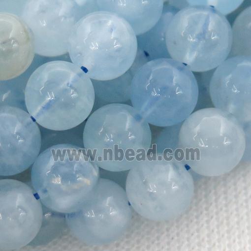 round Aquamarine Beads, blue treated