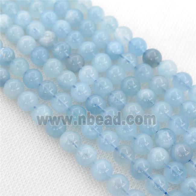 round Aquamarine Beads, blue treated