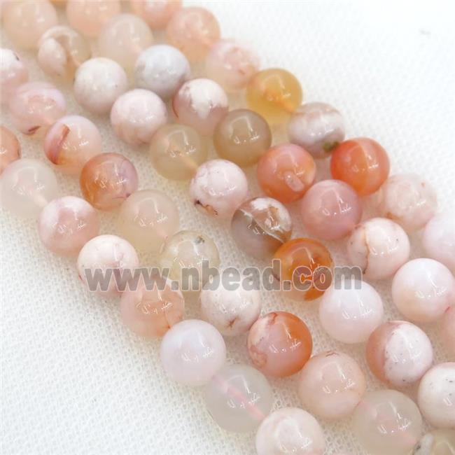 pink cherry Agate Beads, round, A-grade