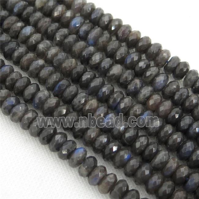 black Labradorite Beads, faceted rondelle