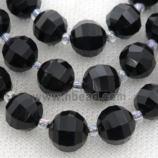 black Onyx Agate lantern Beads