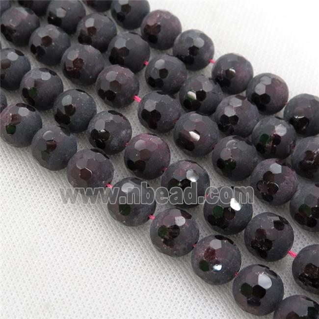 round matte Garnet Beads, faceted