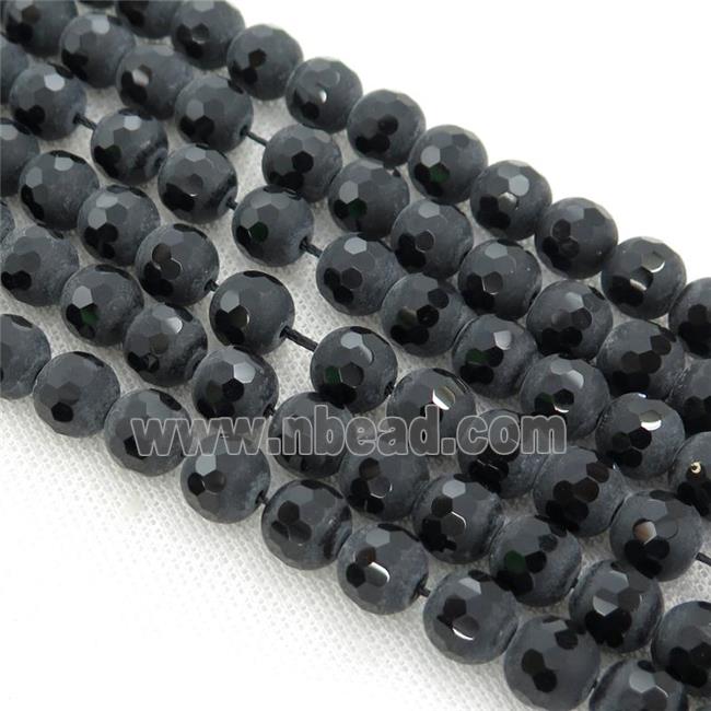 Natural Black Onyx Agate Beads Faceted Round Matte