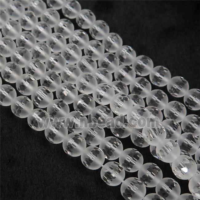 Natural Clear Quartz Beads Faceted Round Matte