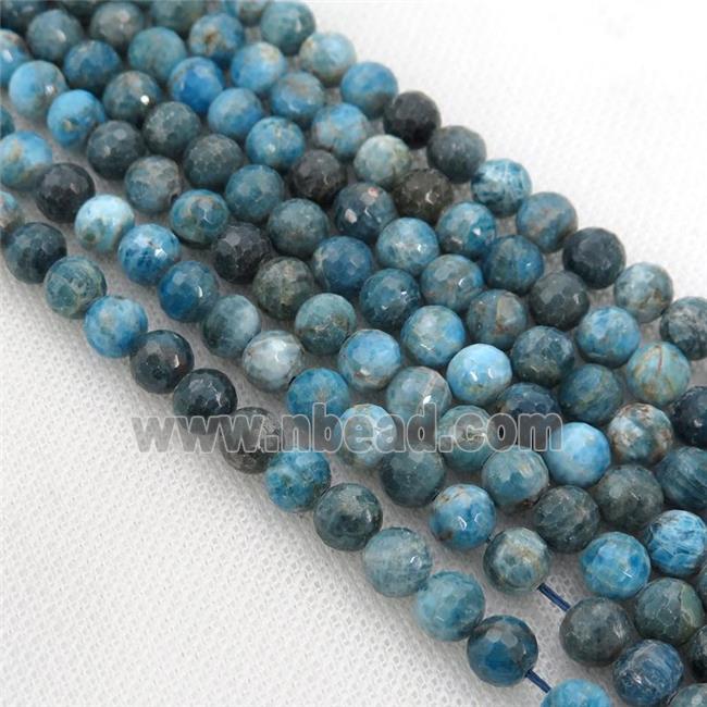 blue Apatite Beads, faceted round