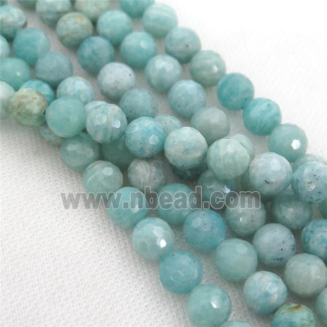 green Amazonite Beads, faceted round