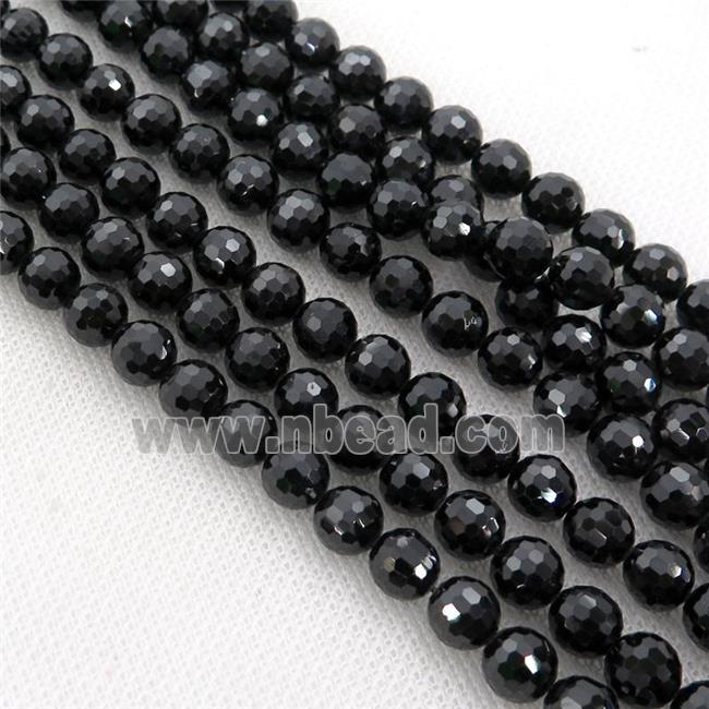 Natural Black Spinel Beads Faceted Round