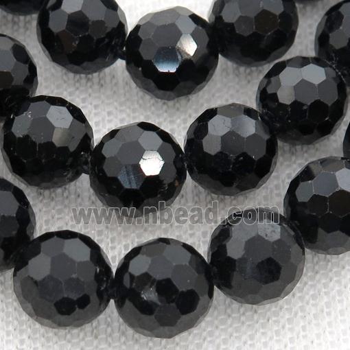 black Tourmaline Beads, faceted round