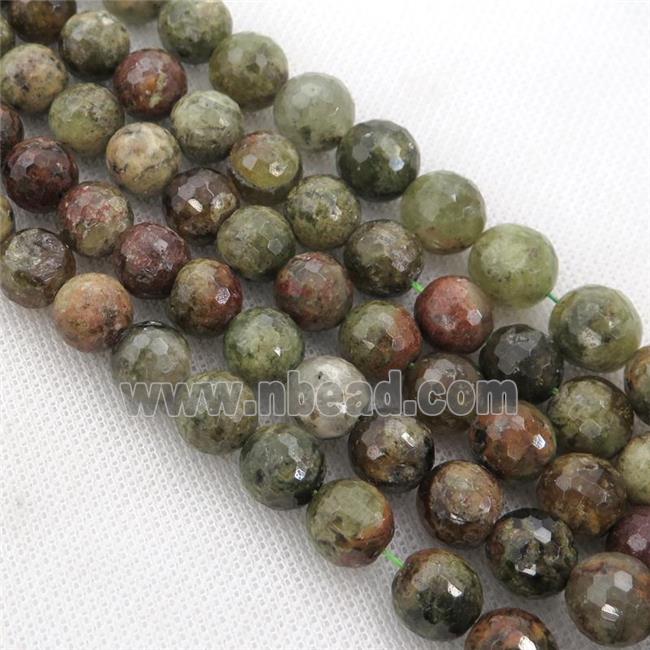 green Garnet Beads, faceted round
