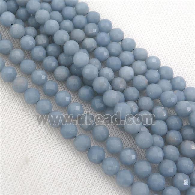 blue Angelite Beads, faceted round
