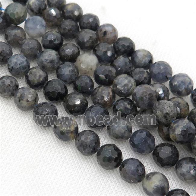 Iolite Beads, faceted round, B-grade, inkblue
